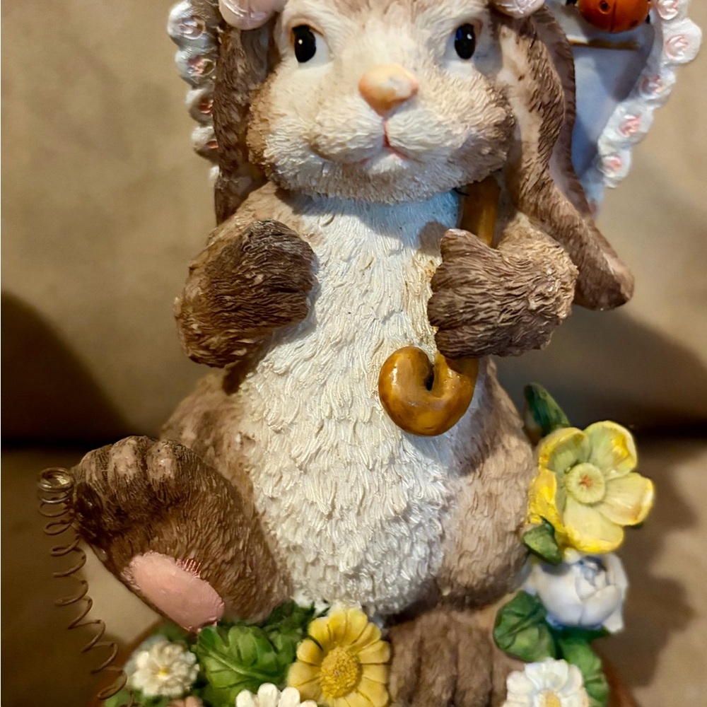 Charming Brown and White Bunny Figurine